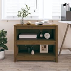 Vidaxl Knjižna omara medeno rjava 80x35x68 cm trdna borovina