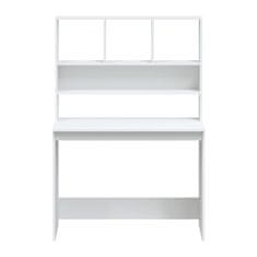 Vidaxl Pisalna miza s policami bela 102x45x148 cm inženirski les