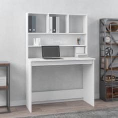 Vidaxl Pisalna miza s policami bela 102x45x148 cm inženirski les