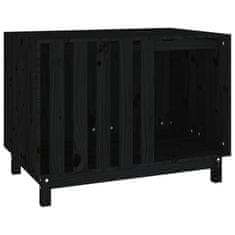 Vidaxl Pasja uta črna 90x60x67 cm trdna borovina