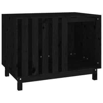 Vidaxl Pasja uta črna 90x60x67 cm trdna borovina