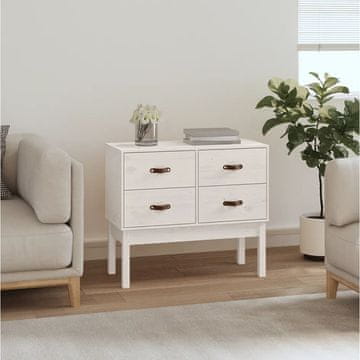 Vidaxl vidaXL Predalnik, bel, 90x40x78 cm, masiven borov les