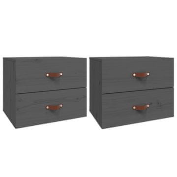 Vidaxl Stenska nočna omarica 2 kosa siva 50x36x40 cm