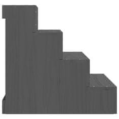 Greatstore Stopnice za hišne ljubljenčke siv 40x49x47 cm trdna borovina