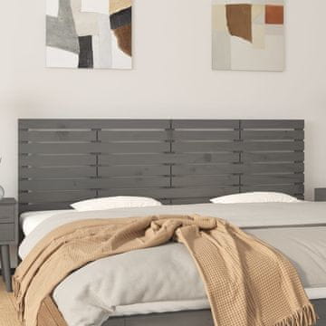 Vidaxl vidaXL Vzglavje postelje, sivo, 206x3x63 cm, masiven borov les