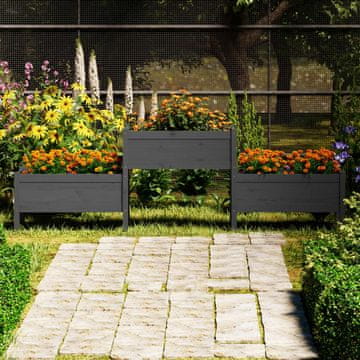 Vidaxl vidaXL Cvetlični lonec, siv, 245,5 x 44 x 75 cm, masiven borov les