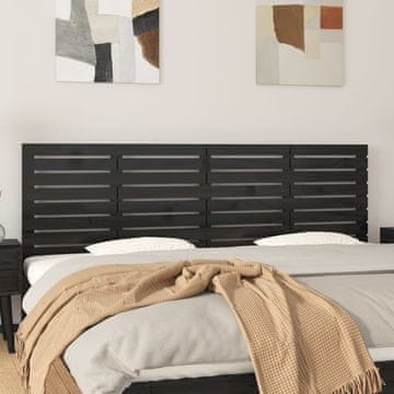 Vidaxl vidaXL Vzglavje postelje črno 166x3x63 cm masivni borov les