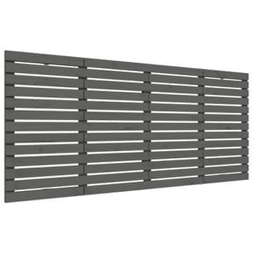 Vidaxl Stensko posteljno vzglavje sivo 166x3x91,5 cm trdna borovina