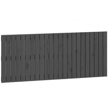 Vidaxl Stensko posteljno vzglavje sivo 147x3x60 cm trdna borovina