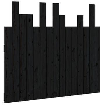 Vidaxl Stensko posteljno vzglavje črno 95,5x3x80 cm trdna borovina
