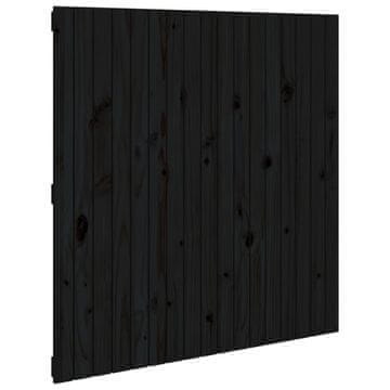 Vidaxl Stensko posteljno vzglavje črno 108x3x110 cm trdna borovina