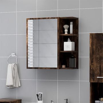 Vidaxl vidaXL Kopalniška omarica z ogledalom dimljen hrast 62,5x20,5x64 cm