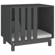 Vidaxl Pasja uta siva 70x50x62 cm trdna borovina