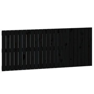 Vidaxl Stensko posteljno vzglavje črno 147x3x60 cm trdna borovina