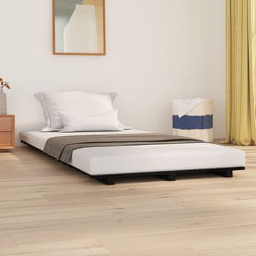 shumee vidaXL Posteljni okvir črne barve 90x190 cm masivni borov les