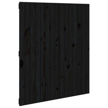 Vidaxl Stensko posteljno vzglavje črno 95,5x3x110 cm trdna borovina