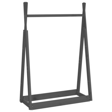Vidaxl Stojalo za oblačila sivo 100x45x150 cm trdna borovina