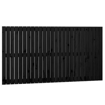 Vidaxl Stensko posteljno vzglavje črno 166x3x90 cm trdna borovina