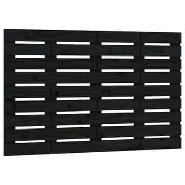 Vidaxl Stensko posteljno vzglavje črno 106x3x63 cm trdna borovina