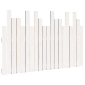 Vidaxl Stensko posteljno vzglavje belo 127,5x3x80 cm trdna borovina