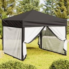 shumee Zložljiv vrtni šotor s stranicami antracit 3x3 m