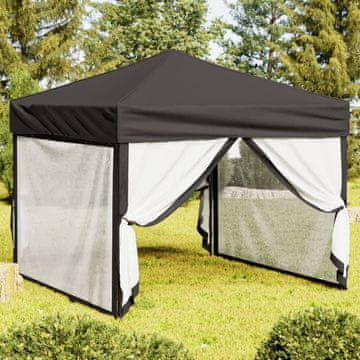 Vidaxl vidaXL Zložljiv šotor za zabave s stranicami, antraciten, 3 x 3 m