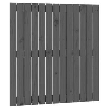 Vidaxl Stensko posteljno vzglavje sivo 82,5x3x90 cm trdna borovina