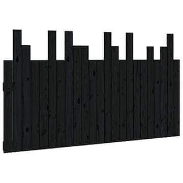 Vidaxl Stensko posteljno vzglavje črno 146,5x3x80 cm trdna borovina