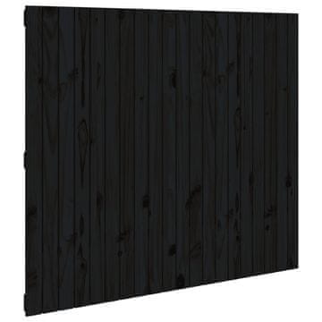 Vidaxl Stensko posteljno vzglavje črno 127,5x3x110 cm trdna borovina