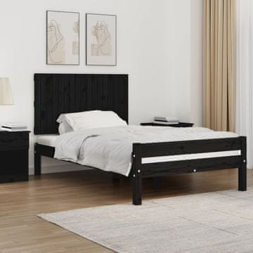 Vidaxl vidaXL Vzglavje postelje črno 108x3x60 cm masivni borov les