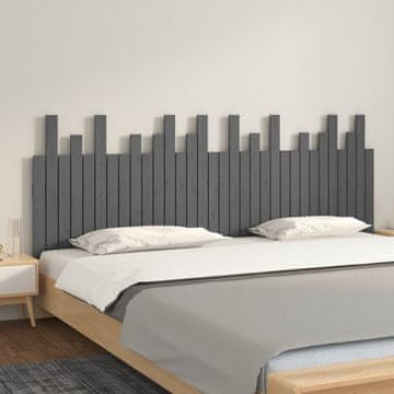 Vidaxl vidaXL Vzglavje postelje, sivo, 204x3x80 cm, masiven borov les