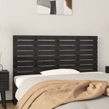 Vidaxl vidaXL Vzglavje postelje črno 146x3x63 cm masivni borov les