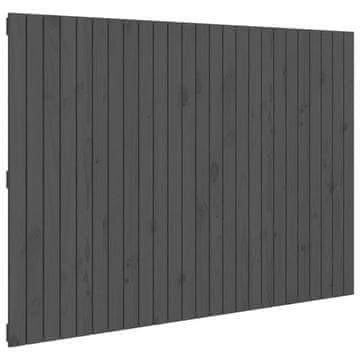 Vidaxl Stensko posteljno vzglavje sivo 159,5x3x110 cm trdna borovina