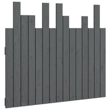 Vidaxl Stensko posteljno vzglavje sivo 95,5x3x80 cm trdna borovina