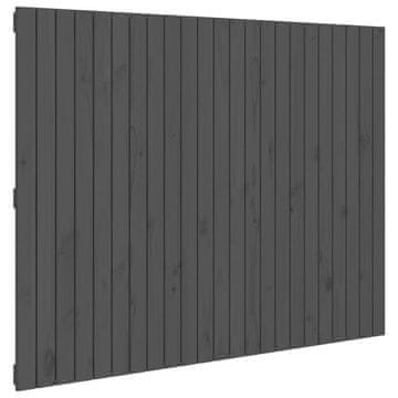 Vidaxl Stensko posteljno vzglavje sivo 146,5x3x110 cm trdna borovina