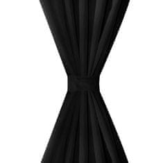 Vidaxl 2 kosa črnih satenasih zaves z obročki 140 x 175 cm