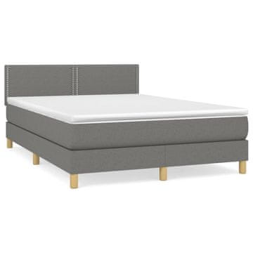 Vidaxl Box spring posteljni z vzmetnico temno siv 140x190 cm blago