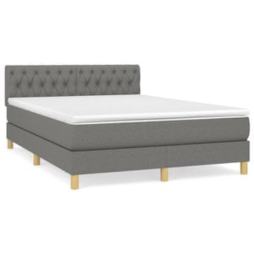 Vidaxl Box spring posteljni z vzmetnico temno siv 140x190 cm blago