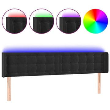 Vidaxl LED posteljno vzglavje črno 163x16x78/88 cm žamet