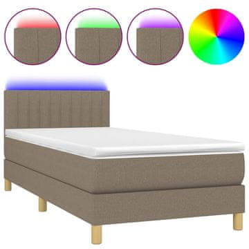 Vidaxl Box spring postelja z vzmetnico LED taupe 80x200 cm blago