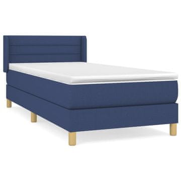 Vidaxl Box spring postelja z vzmetnico modra 90x190 cm blago