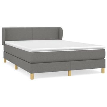 Vidaxl Box spring posteljni z vzmetnico temno siv 140x190 cm blago