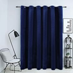 Vidaxl Zatemnitvena zavesa z obročki žametna temno modra 290x245 cm