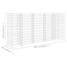 Vidaxl Korito za rastline gabion H-oblike jeklo 260x40x120 cm