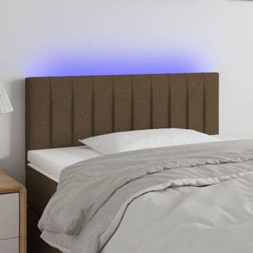 Vidaxl vidaXL Vzglavje postelje z LED diodo temno rjavo 80x5x78/88 cm blago
