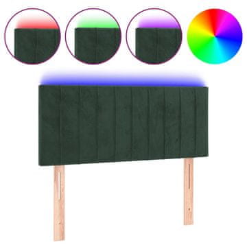 Vidaxl LED posteljno vzglavje temno zeleno 100x5x78/88 cm žamet