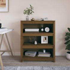Vidaxl Knjižna omara medeno rjava 80x35x97 cm trdna borovina
