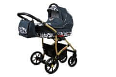 Babylux Largo Grey Geometric | 4v1 Kombinirani Voziček kompleti | Otroški voziček + Carrycot + Avtosedežem + ISOFIX