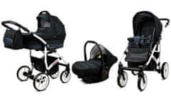 Babylux Largo Black Grey | 3v1 Kombinirani Voziček kompleti | Otroški voziček + Carrycot + Avtosedežem
