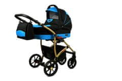 Babylux Largo Black Aqua | 3v1 Kombinirani Voziček kompleti | Otroški voziček + Carrycot + Avtosedežem